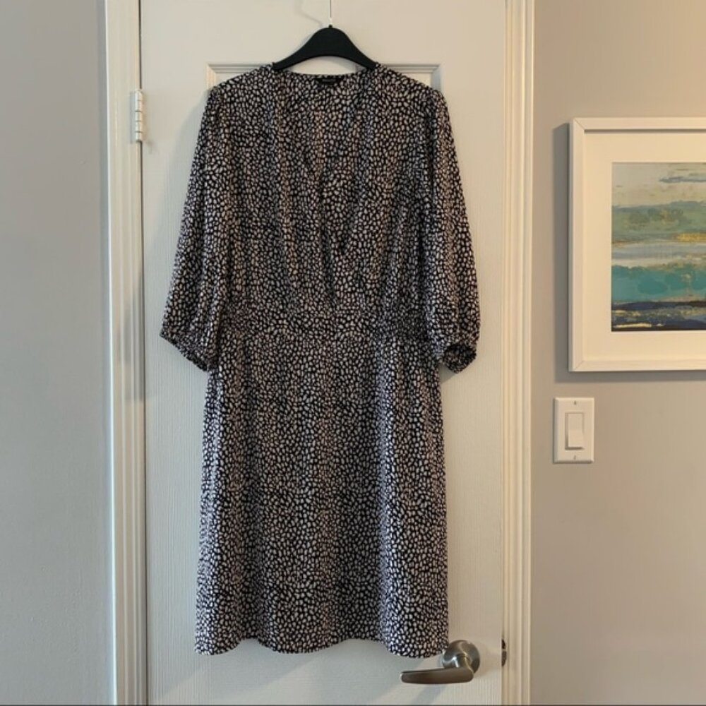 RWCO Navy Animal Print Wrap Fit   Flare Dress L